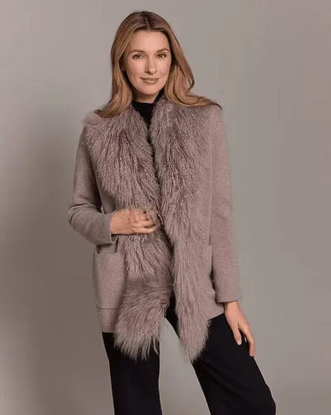 Alashan Women's Cecily Lamb Trim Shawl Sweater - Image 2